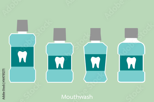 mouthwash bottle with a tooth on label