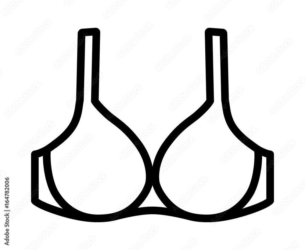Bra or brassiere female breast support undergarment line art icon for  fashion apps and websites Stock Vector