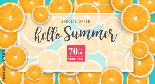Summer sale background layout banners decorate with orange.voucher discount.Vector illustration template.
