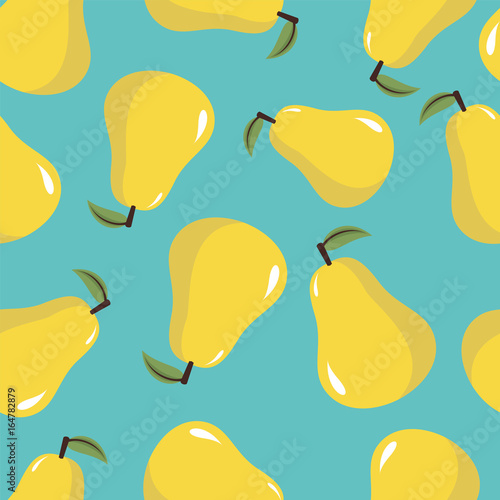 Seamless vector pattern with yellow pears