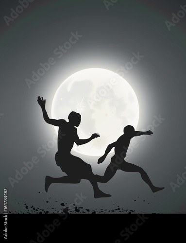 Two men running on the field 