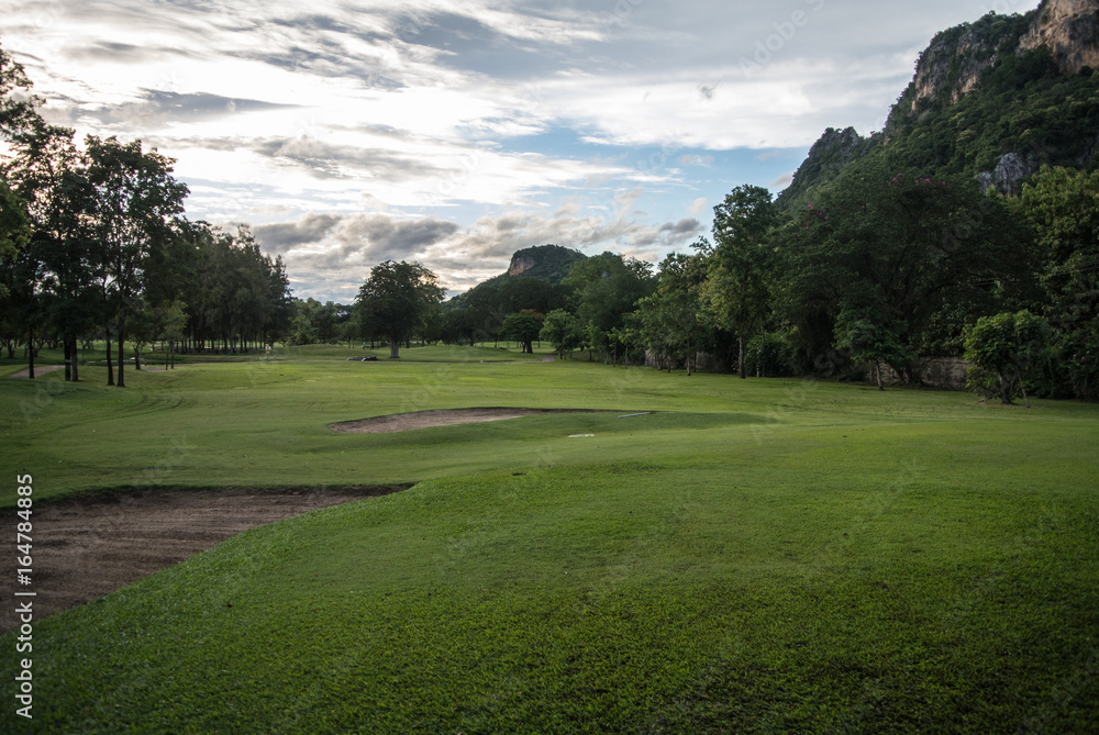 Golf Course surrounded by beautiful nature Ratchaburi Thailand
