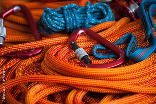 Equipment for mountaineering and rope.