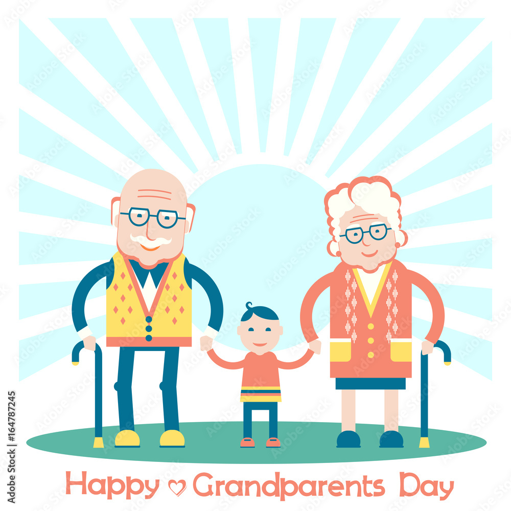 Grandparents with grandchild.Vector family illustration Grandparents with grandchild.Vector family illustration