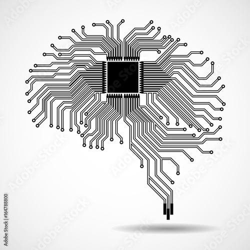 Abstract technological brain. Cpu. Circuit board. Vector illustration. Eps 10