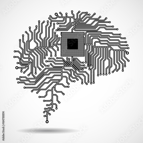 Abstract technological brain. Cpu. Circuit board. Vector illustration. Eps 10