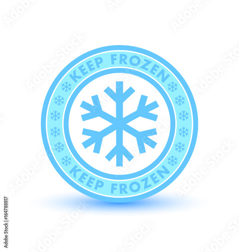 Keep frozen circular badge with snowflakes isolated on white background