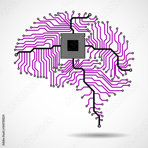 Abstract technological brain. Cpu. Circuit board. Vector illustration. Eps 10