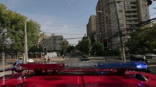 Wallpaper Mural Street behind fire truck lights Torontodigital.ca