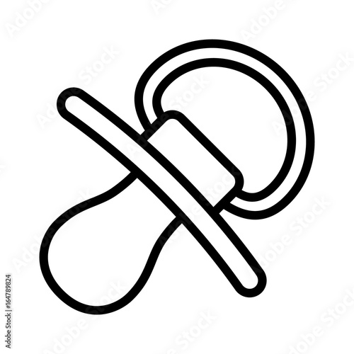 Baby pacifier, dummy, soother or teether line art vector icon for apps and websites