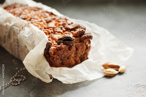 Traditional fruit cake with nuts photo