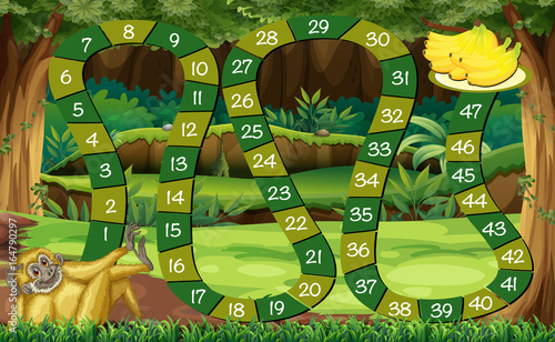 Game template with monkey in the forest
