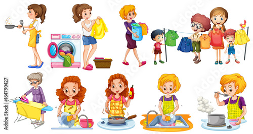 People doing different houseworks