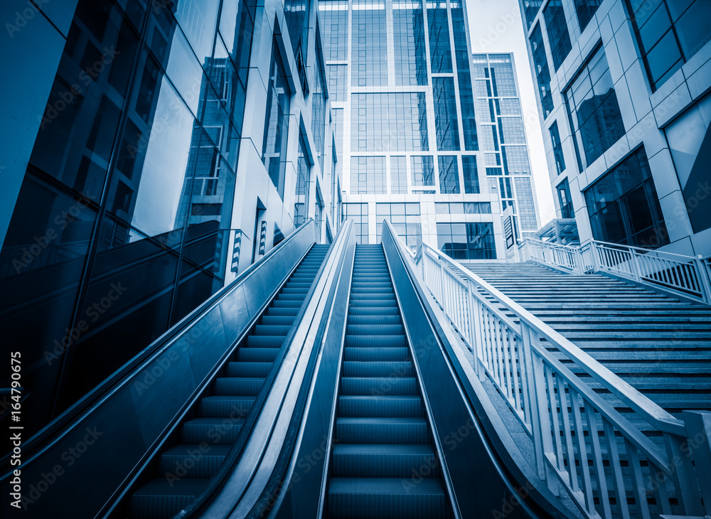 Fototapeta premium detail shot of escalator in modern buildings or subway station.