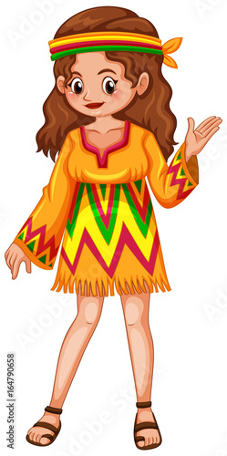 Woman dressed in hippie clothes