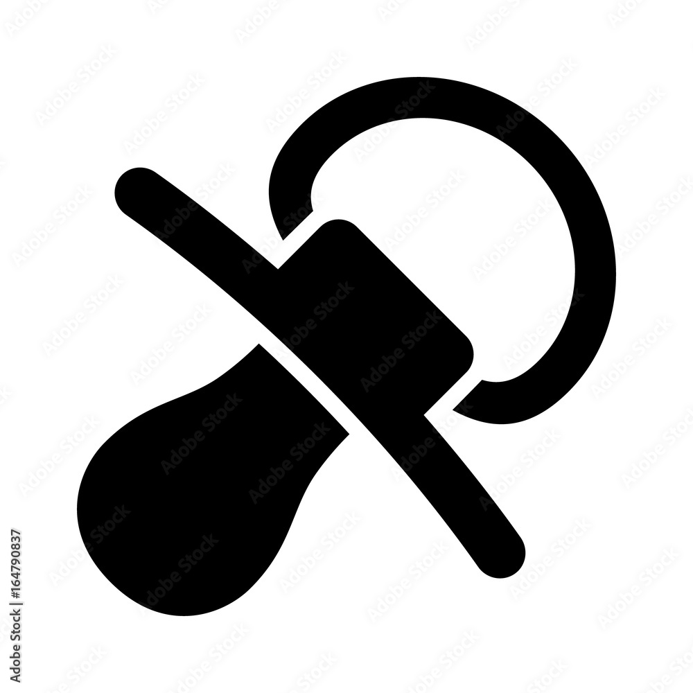 Baby pacifier, dummy, soother or teether flat vector icon for apps and
