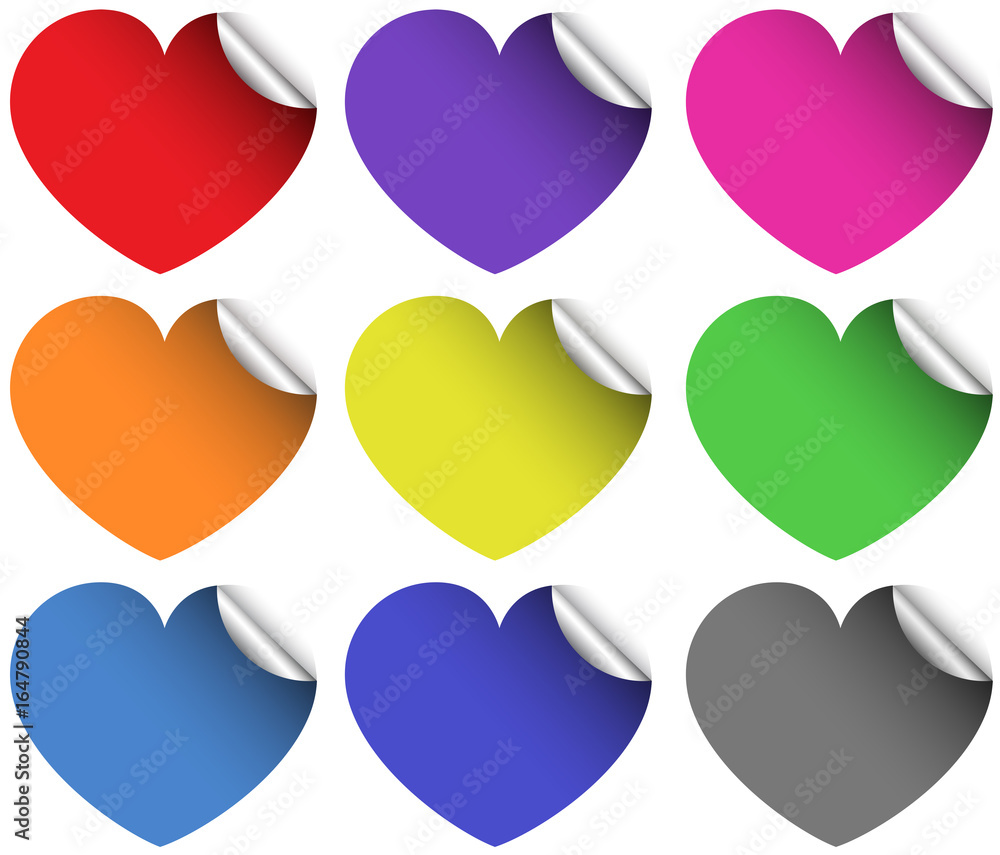 Heart stickers in different colors Heart stickers in different colors