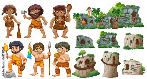 Cave people and different styles of houses