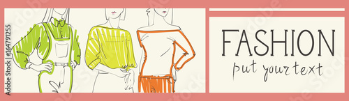 Fashion Collection Of Clothes Set Of Male And Female Models Wearing Trendy Clothing Sketch Vector Illustration