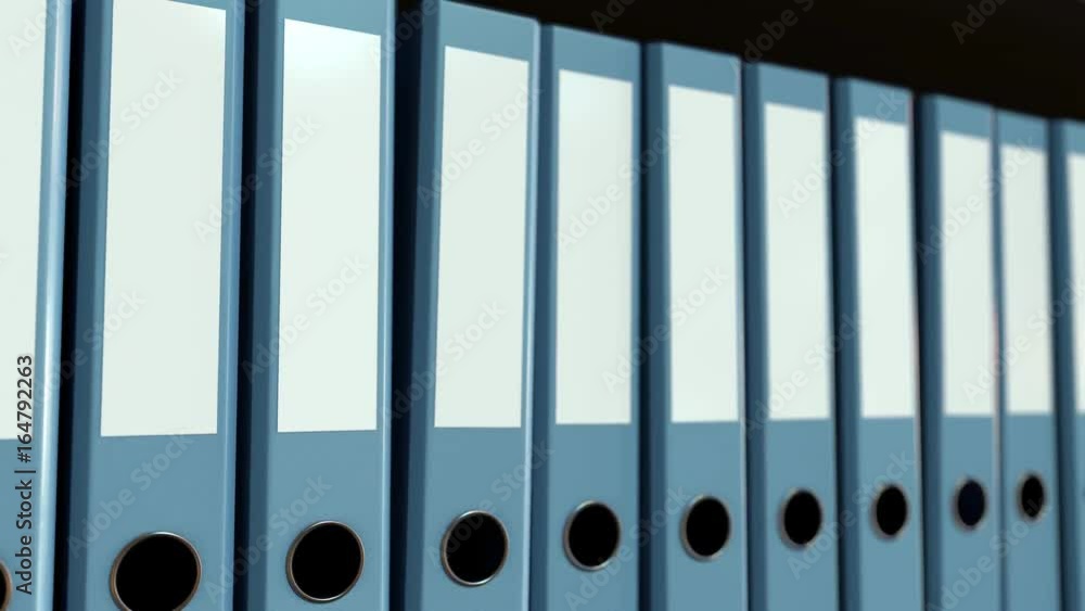 Blue office binders. Seamless loop 4K animation Blue office binders. Seamless loop 4K animation