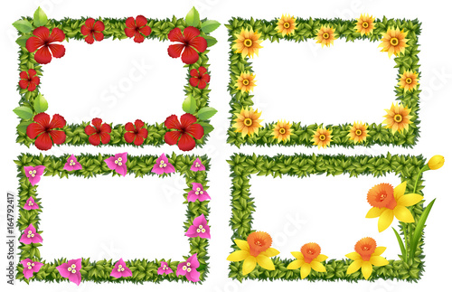 Frame template with colorful flowers