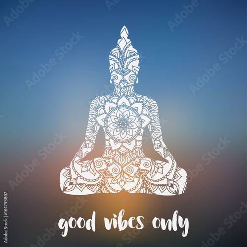 Abstract sitting Buddha silhouette. Vector illustration