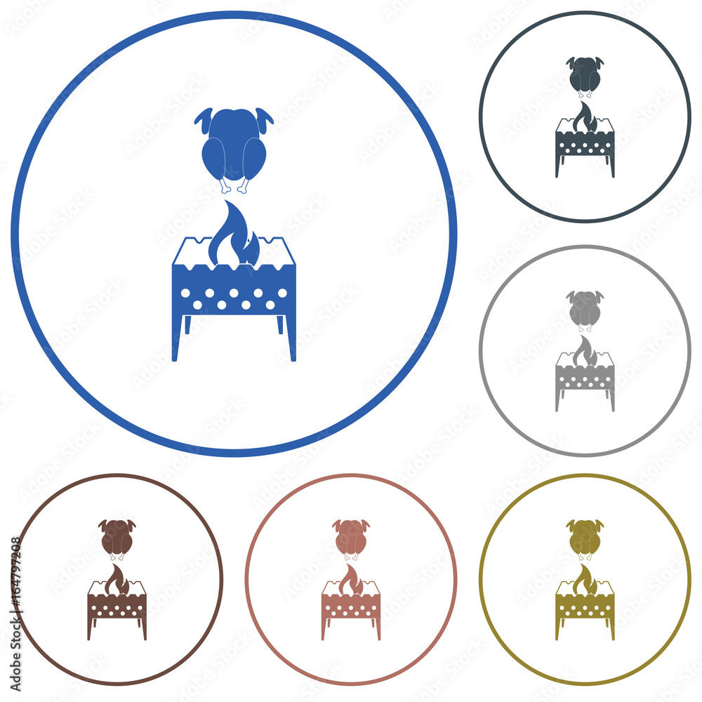 Brazier and chicken icon Brazier and chicken icon