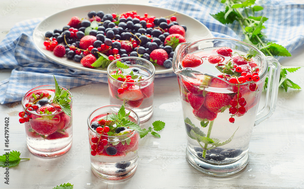 Infused water with fresh berries. Infused water with fresh berries.
