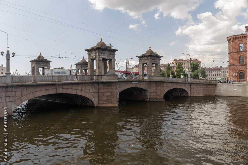 Bridge Over River. Fontanka river, St. Petersburg, Russia