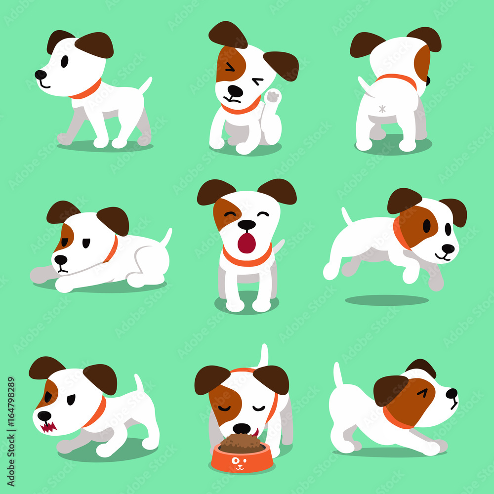 Cartoon character jack russell terrier dog poses