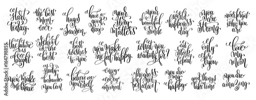 set of 25 black and white hand lettering inscription