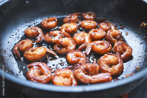 asian stir fry with teryiaki shrimps