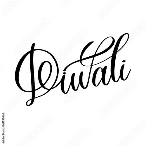 diwali black calligraphy hand lettering text