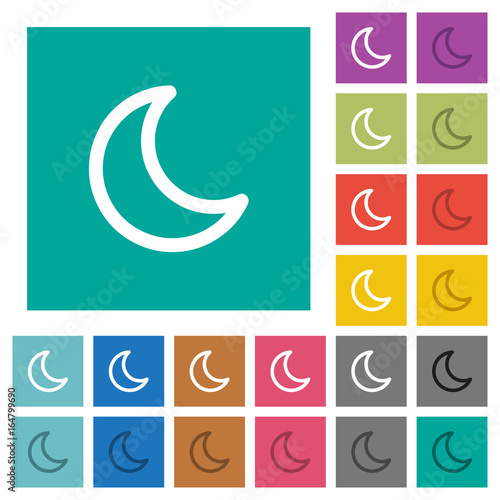 Moon shape square flat multi colored icons