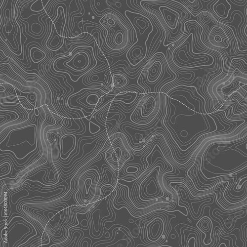 Seamless pattern. Topographic map background with space for copy Seamless texture. Line topography map contour background , geographic grid . Mountain hiking trail over terrain .