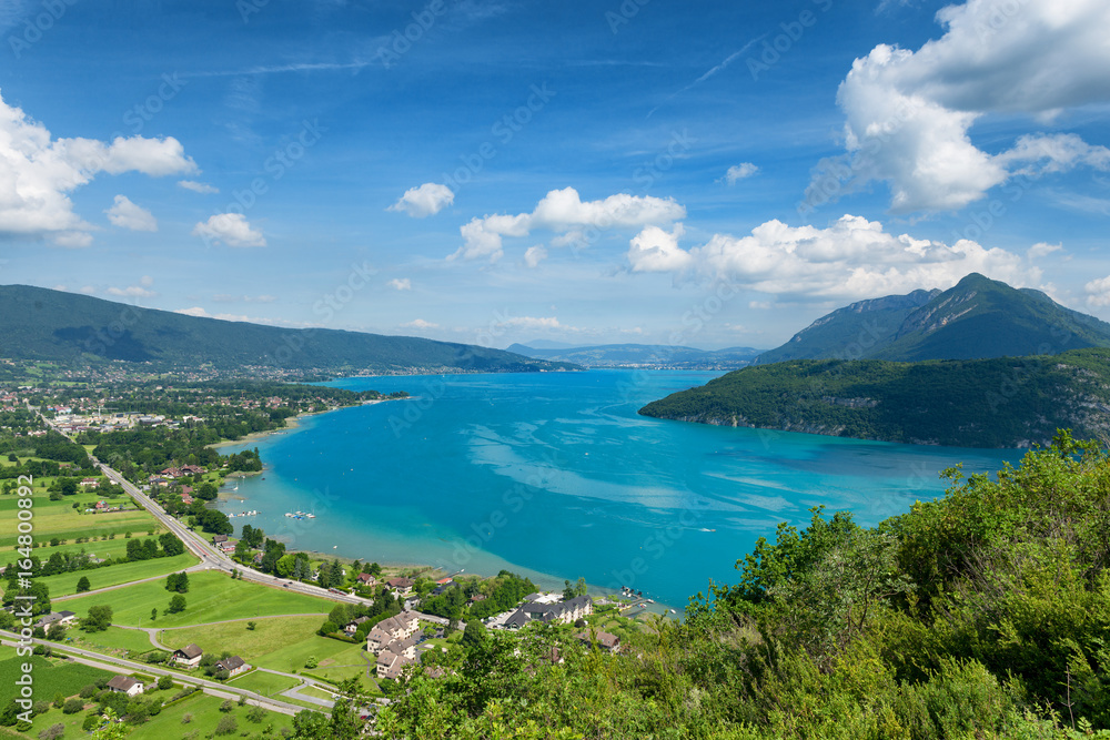 View of the Annecy lake in the french Alps