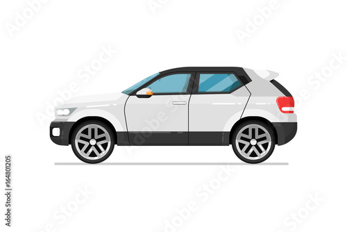 Modern suv car icon. Comfortable auto vehicle  side view people city transport isolated vector illustration on white background.