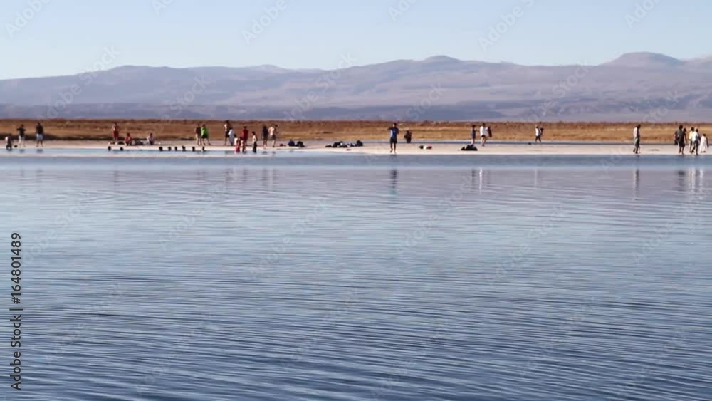 Desert lake with people Desert lake with people