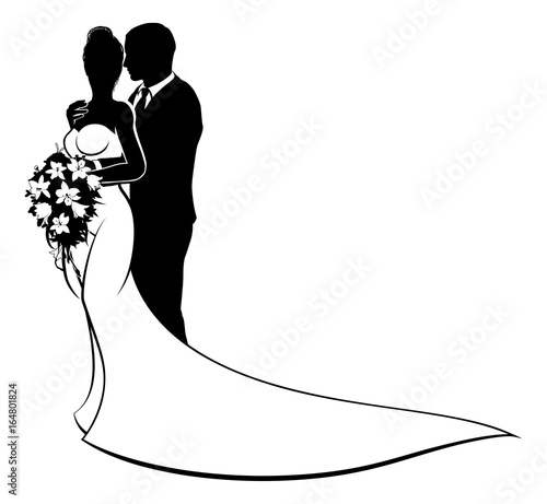 Bride and Groom Husband Wife Wedding Silhouette
