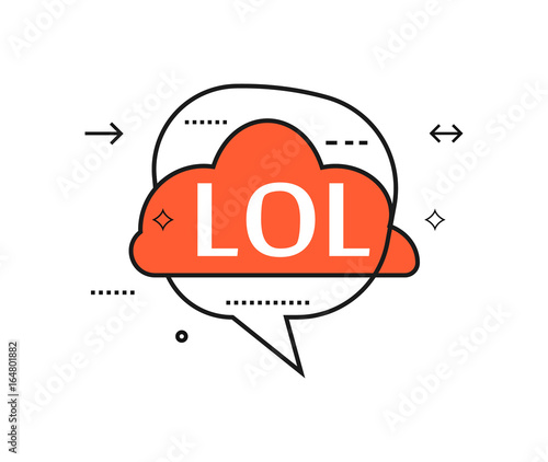 Outline speech bubble with Lol phrase. Most commonly used replica label isolated on white background vector illustration.