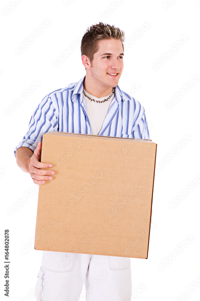 Student: Man With Packing Box Glances To Side Student: Man With Packing Box Glances To Side