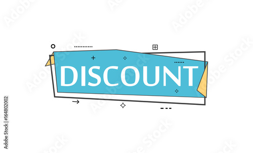 Retail speech bubble with Discount phrase. Most commonly used replica label, market promotion, marketing sticker isolated vector illustration.