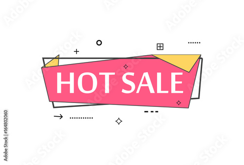Retail speech bubble with Hot sale phrase. Most commonly used replica label, market promotion, marketing sticker isolated vector illustration.