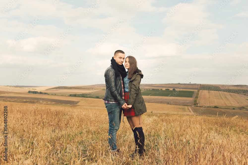 Young modern stylish couple outdoors Young modern stylish couple outdoors