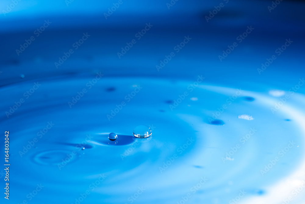 close up Drops on the dark blue background, SOFT FOCUS