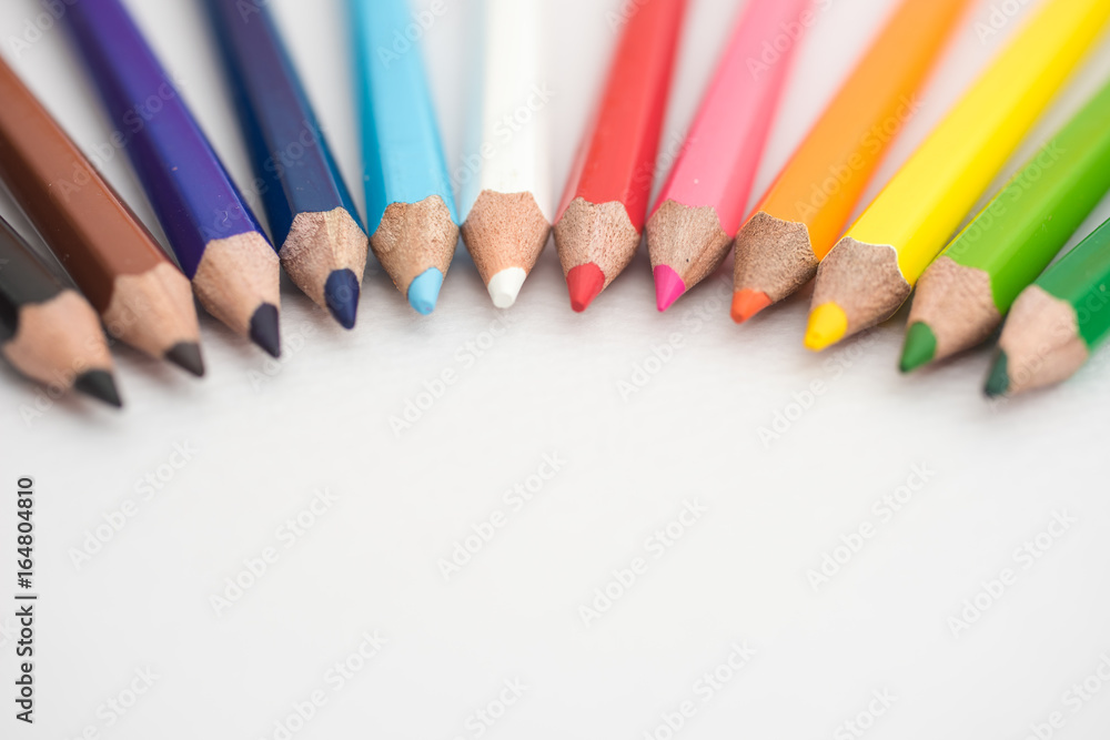 Color pencils isolated on white background.Close up. Color pencils isolated on white background.Close up.