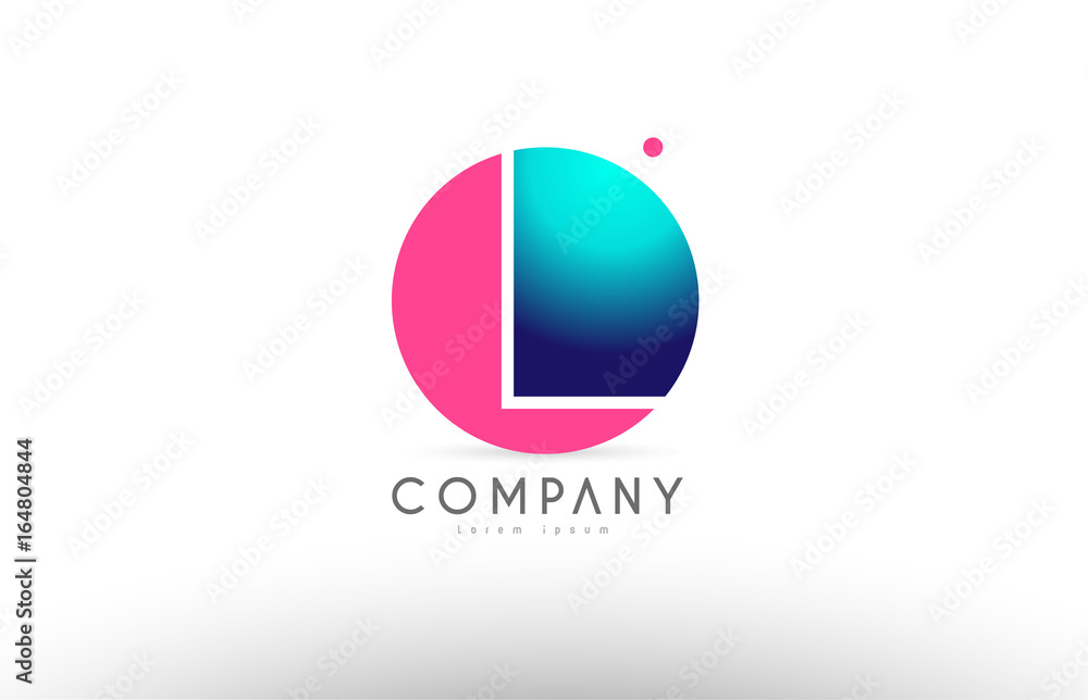 L alphabet 3d sphere letter blue pink logo icon design L alphabet 3d sphere letter blue pink logo icon design
