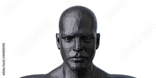 Fototapeta Naklejka Na Ścianę i Meble -  Black human polygonal model head