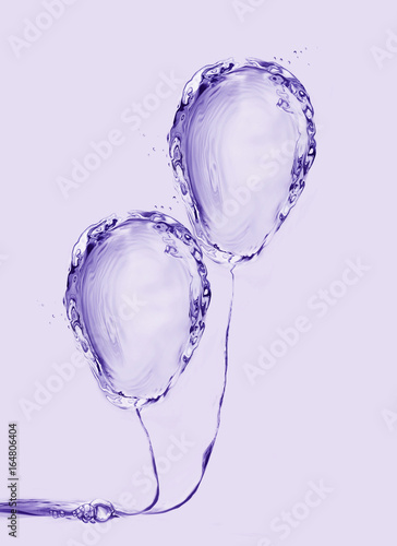 Two violet balloons made of water.