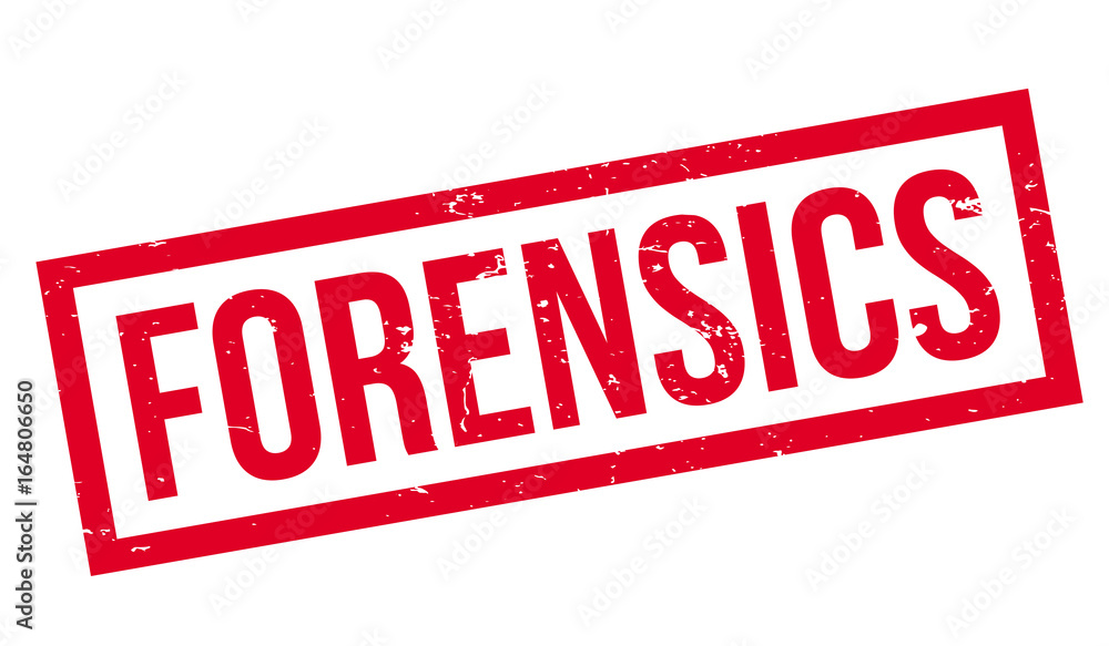Fototapeta premium Forensics rubber stamp. Grunge design with dust scratches. Effects can be easily removed for a clean, crisp look. Color is easily changed.